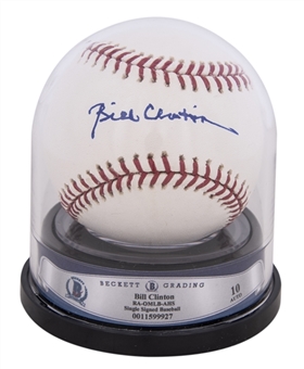 Bill Clinton Signed Official MLB Baseball - Gem Mint 10 Signature  (Beckett)